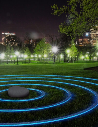 Mya Lurgo, Like circles in water, render. Project in competition for Amsterdam Light Art Festival, 2015