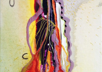 Mya Lurgo, L.U.C.E: Liturgica Unione Comporta Estasi, Tavola Parolibera e acronimo, tela, tecnica mista, resina, 13x18x9 cm, 2015